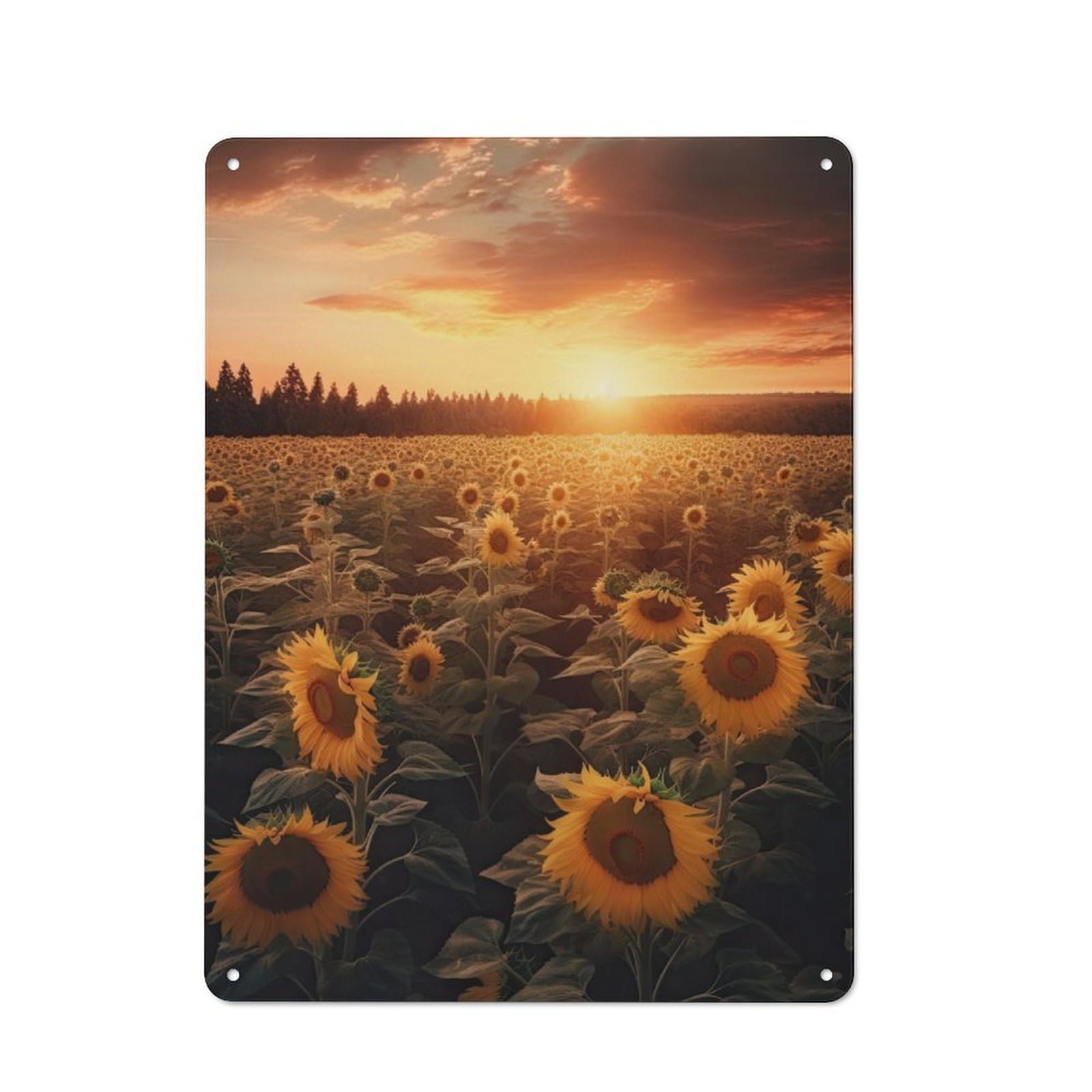 Junmoney Sunflower Field Tin Sign 40X30cm With For Home Bar Wall, Vintage Decor, For Garage, Workshop And Man Cave Decoration