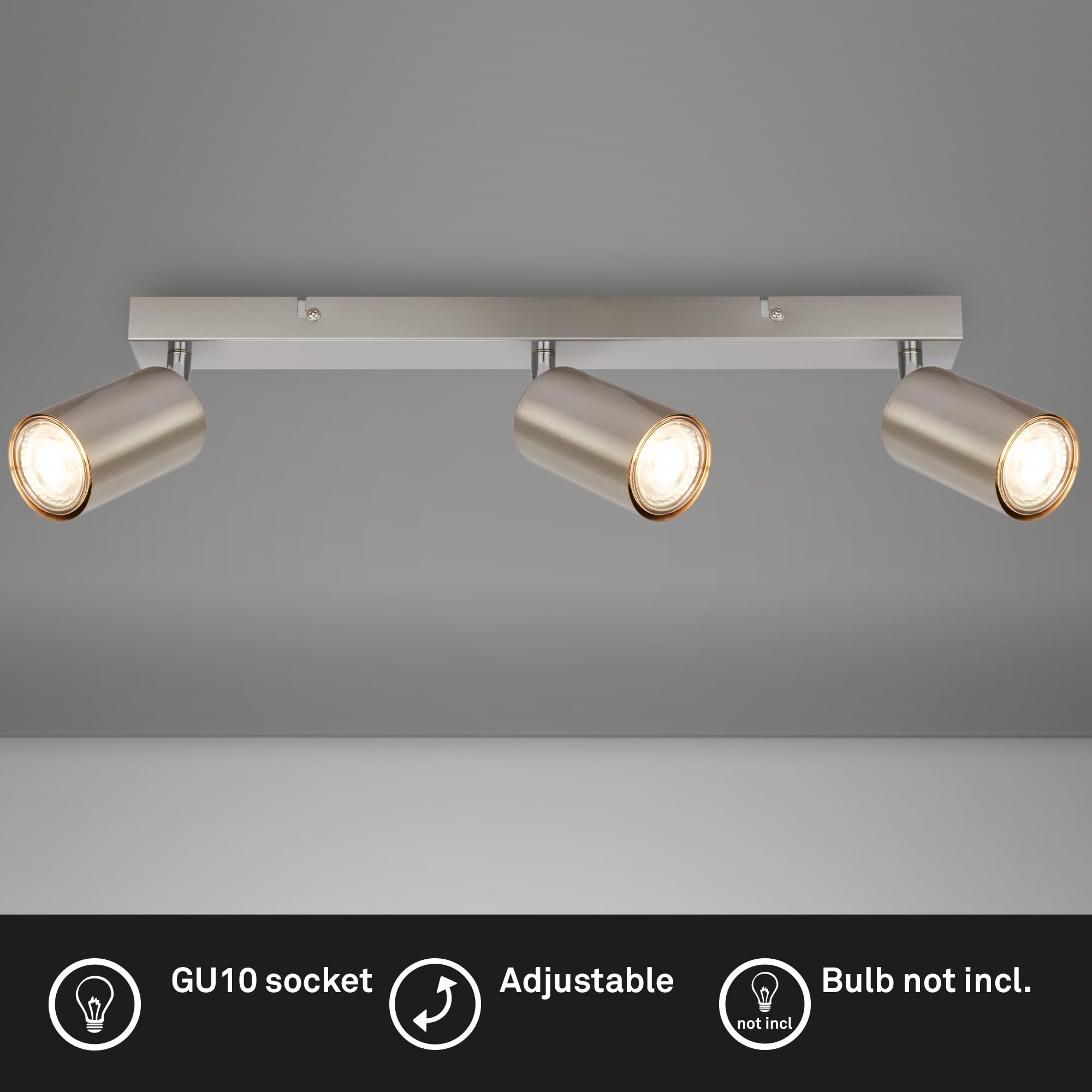 BRILONER, LED Ceiling Spotbar, 3 x GU10 max 9W, Adjustable Ceiling Spot Lights, Living Room, Kitchen Lights - Image 4