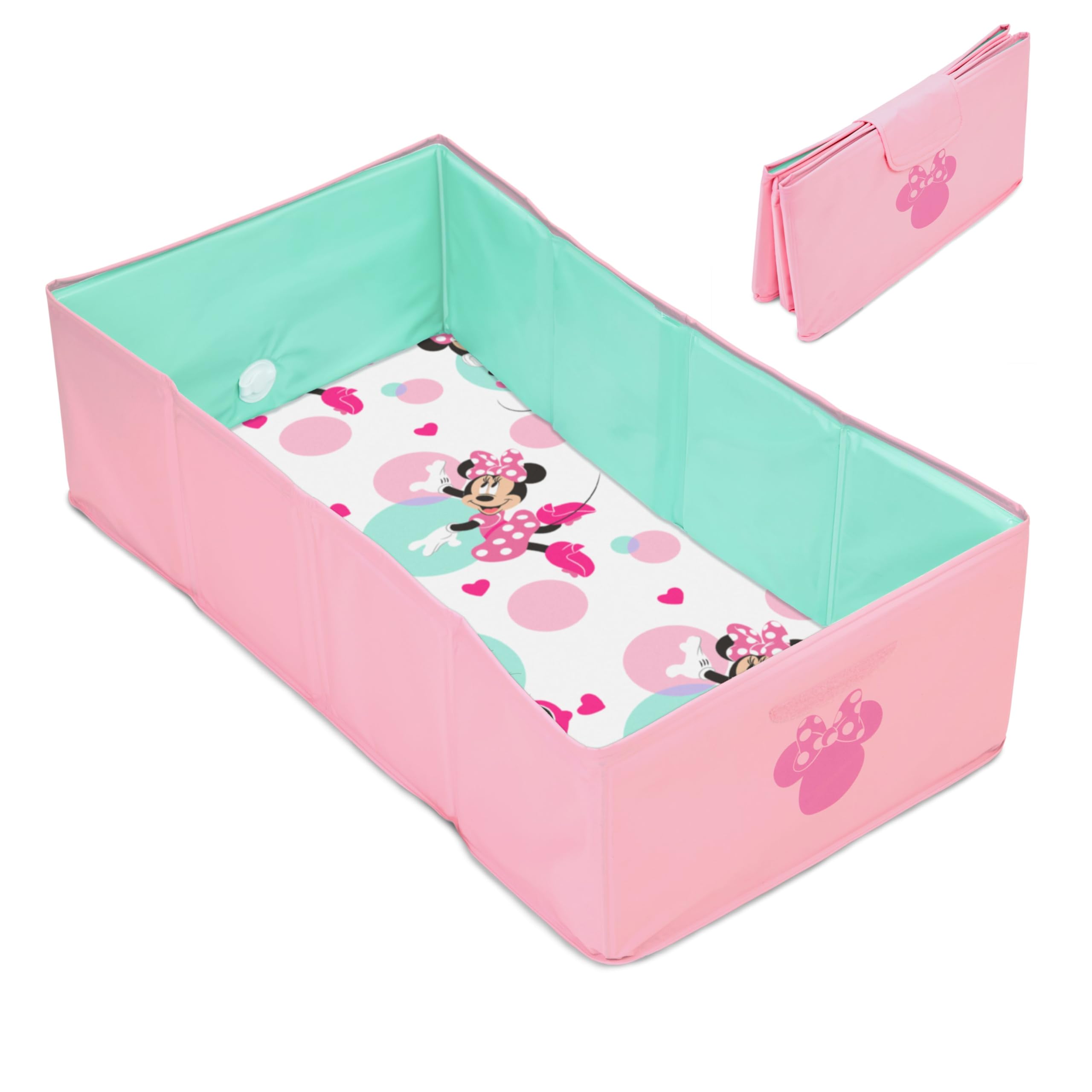Bright Starts, Disney Baby Tuckaway Vaschetta Bagnetto Neonato Pieghevole, Vasca Neonato Bagnetto Portatile, per Uso Interno/externo, Adatta 12 Mesi-5 Anni, Rosa Minni