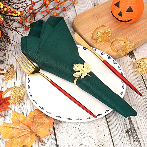 6 Thanksgiving Napkins, 6 Thanksgiving Maple Leaf Napkin Rings, 17.7 X 17.7 Inch Fabric Napkins Thanksiving Cloth Napkins, Reusable Fabric Napkins, For Autumn Family Dinner,Thanksgiving Theme Party #TOP5