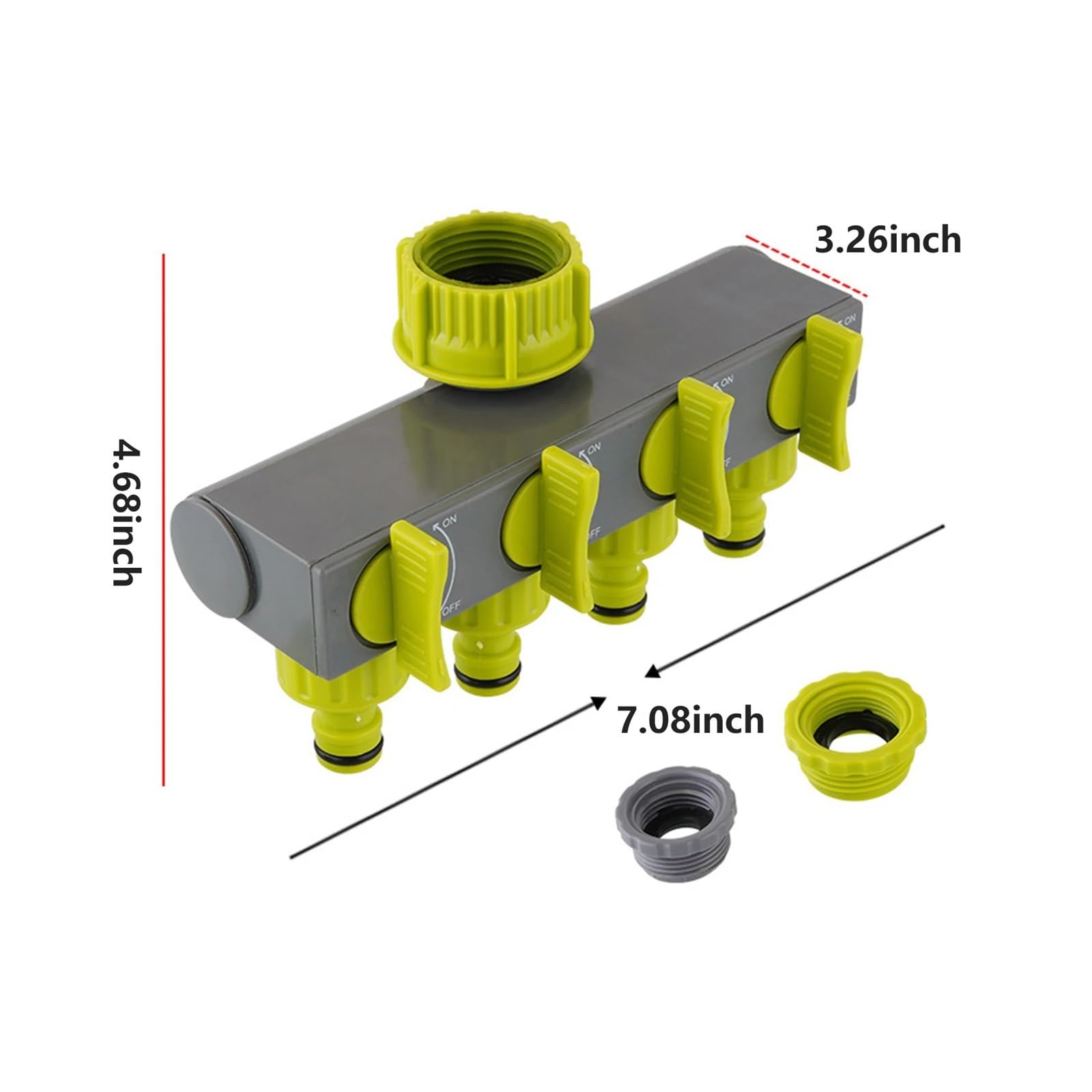 Sdoppiatore per tubo da giardino, deviatore, rubinetto, connettore per tubo flessibile, distributore di acqua con 4 singoli interruttori on-off