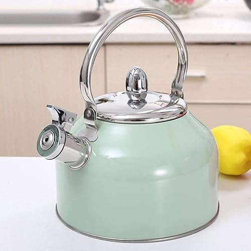 Miniatura 2 de Hervidor de té, tetera verde para estufa, 2,5 L de acero inoxidable silbante tetera para calentar agua, ebullición rápida