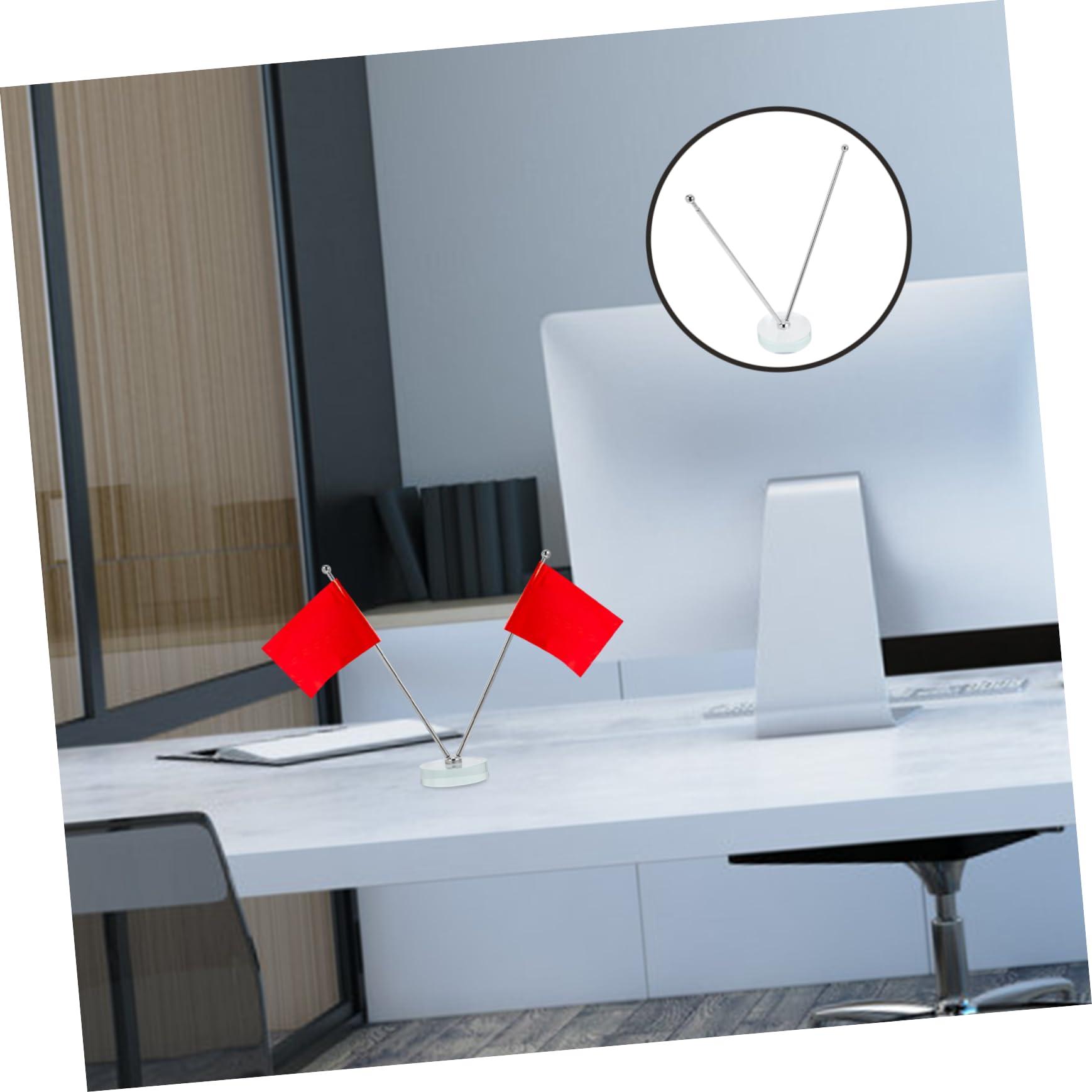4 Pièces mât de drapeau de bureau porte-drapeau de bureau base de de support de support de mât de table pied de universel base de stable cristal