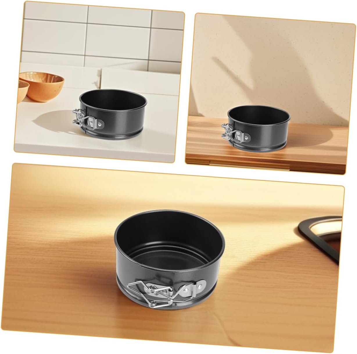 4-inch round Springform Cake Pans Set of 4, Non-stick Mini Cheesecake and Quiche Baking Tins with Locking Buckles, Removable Bottom Tart Molds for Small Cakes and Savory Tarts