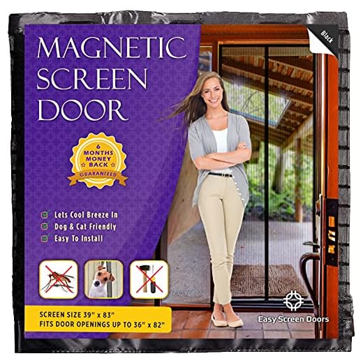 Magnetic Screen Door, Mesh Curtain - Keeps Mosquitoes Out - Full Frame Velcro - Toddler and Dog Friendly - Fits Doors Up To 36 - Inch By 82 - Inch MAX
