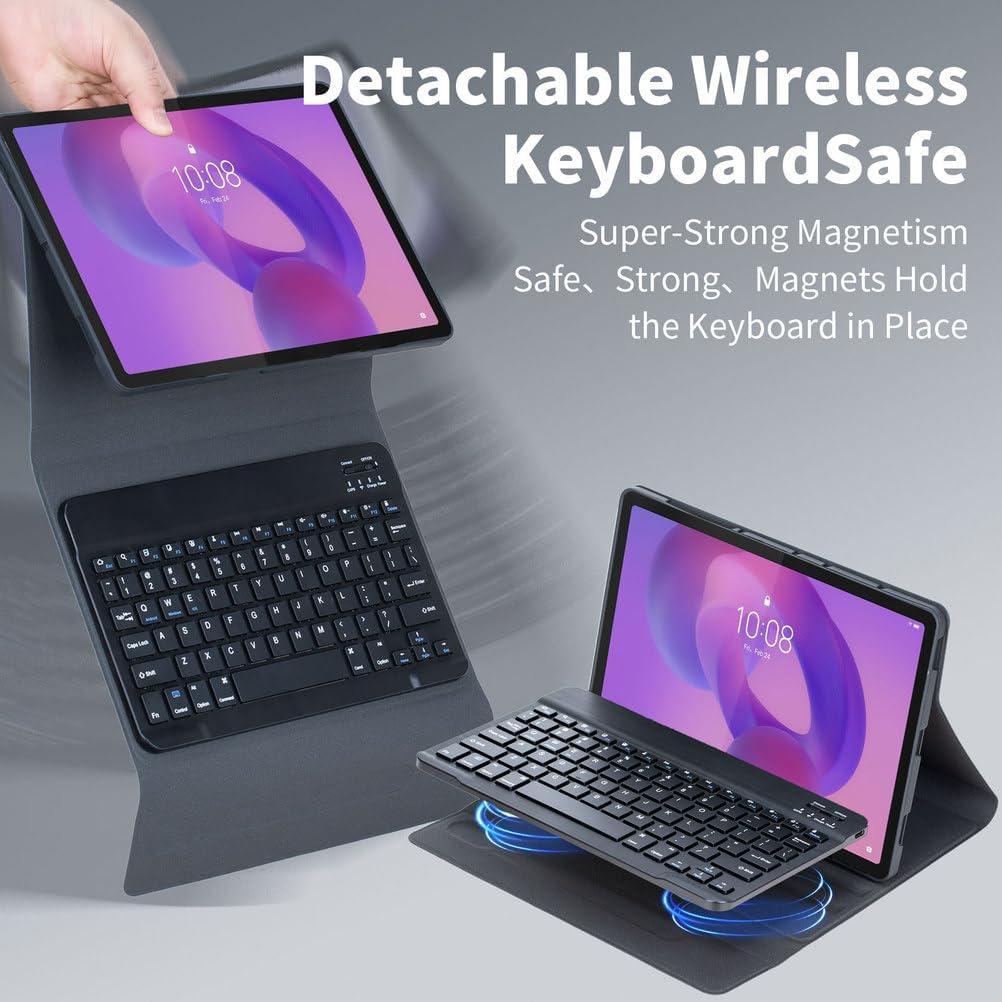 Keyboard Case for Lenovo Idea Tab 11-inch 2025 Models (TB-336ZU/TB-336FU), Detachable Wireless Bluetooth Keyboard, Ultra-Thin Multi-Angle Cover with Mouse,Black