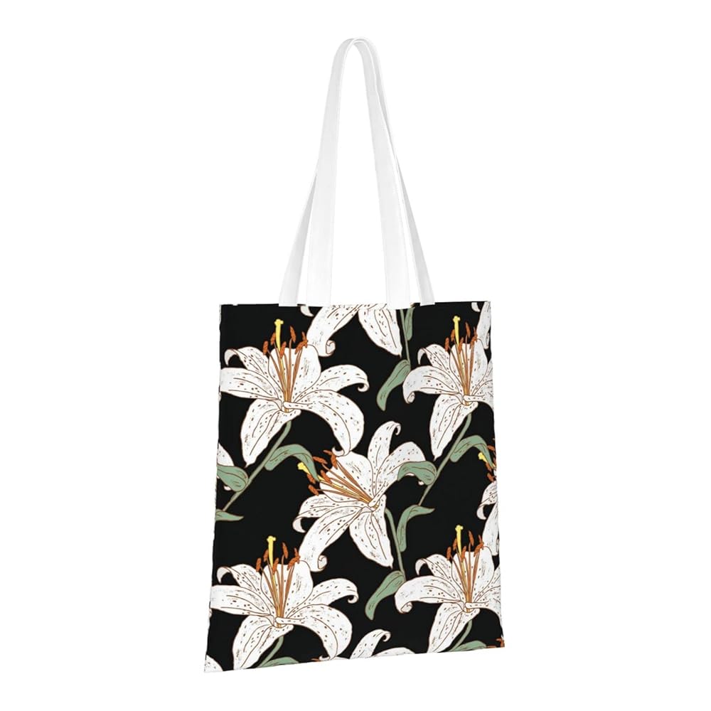 トートバッグ♥ハンドメイド Amazon | [ZXHNB] トートバック 花柄 ユリ 背景 咲く 上品