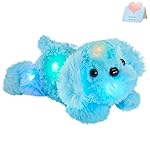 WEWILL 10\'\' Light up Blue Puppy Dog LED Stuffed Animal with Colorful Night Light Glow Soft Plush Toy Gifts for Kids on Christmas Birthday