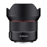Samyang 8008 AF 14mm F2,8 EF für Canon EF Objektiv I Weitwinkel mit 116,6° Bildwinkel & präzisem Autofokus I Festbrennweite für alle Spiegelreflex Canon EF Vollformat & APS-C Kameras I Metallgehäuse Canon EF 14mm 2.8