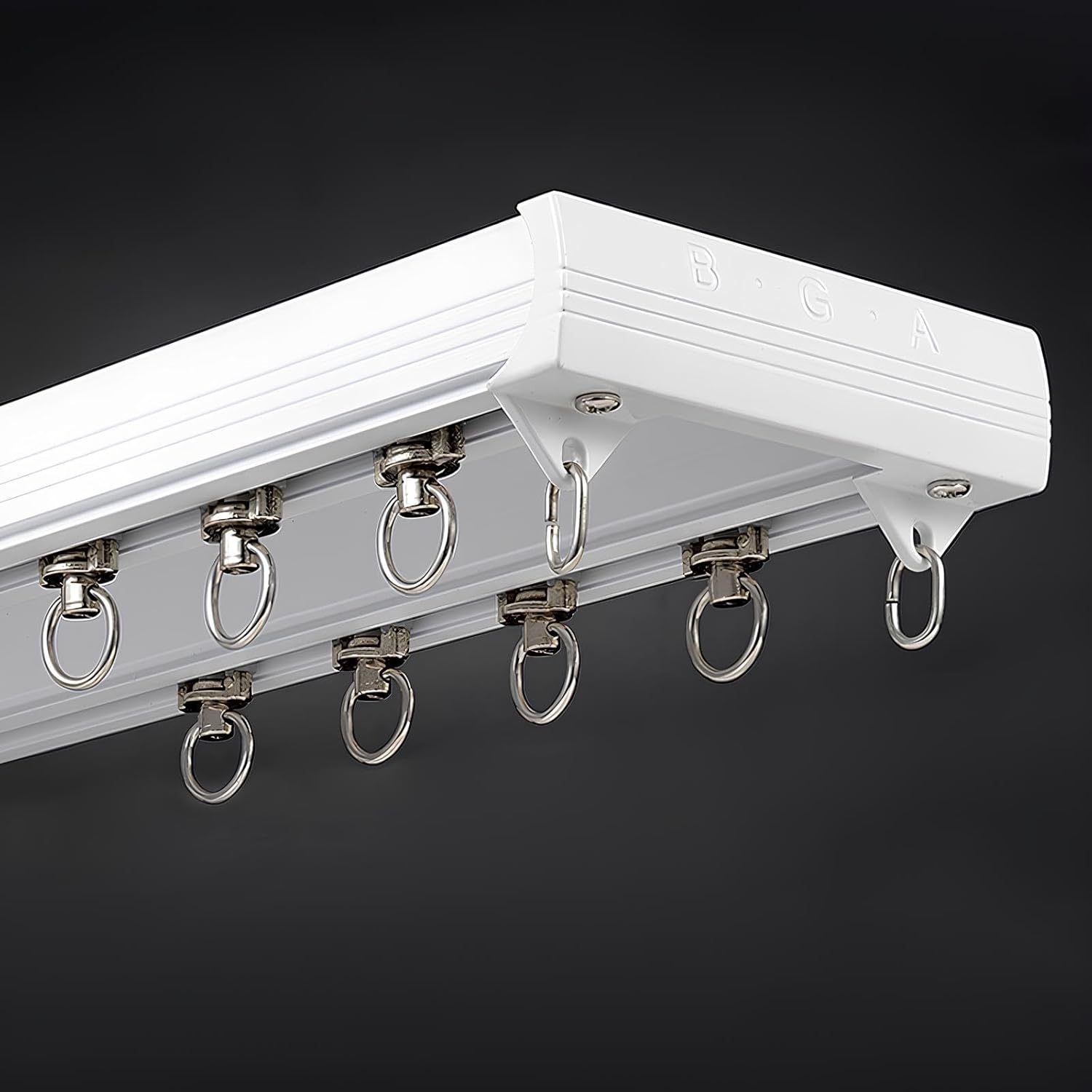 Room Divider Ceiling Curtain Rod, Premium Aluminium Conjoined Double Track,70 120 150 600cm Window Curtain Rail Set with Roller End Cap(White,105cm/3.4ft)