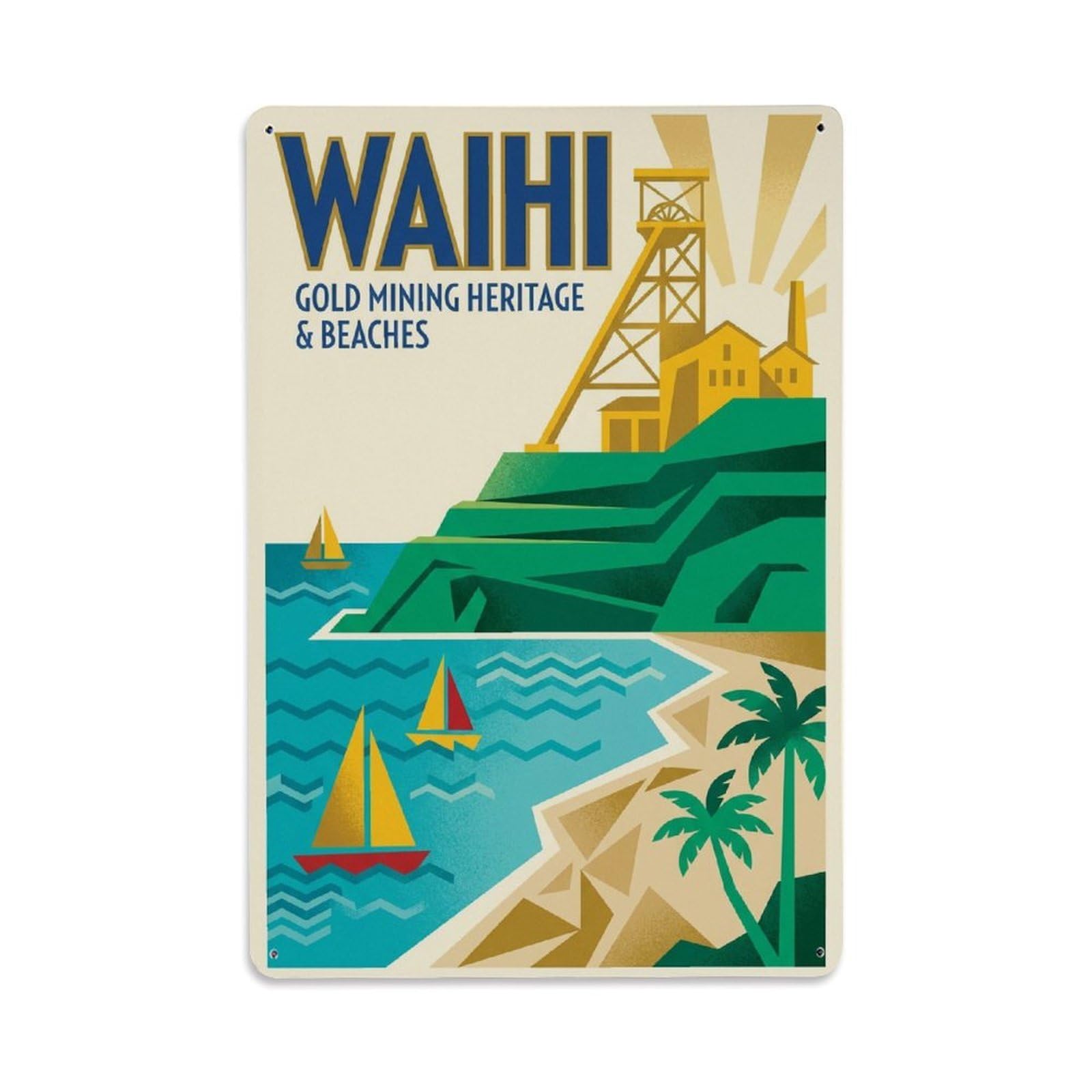 Metal Tin Sign Travel Retro New Zealand Waihi