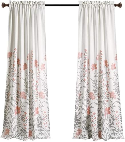 Miniatura 6 de Lush Decor Aprile - Cortinas para oscurecimiento de habitación, diseño de hojas florales, juego de cortinas para ventana para sala de estar,