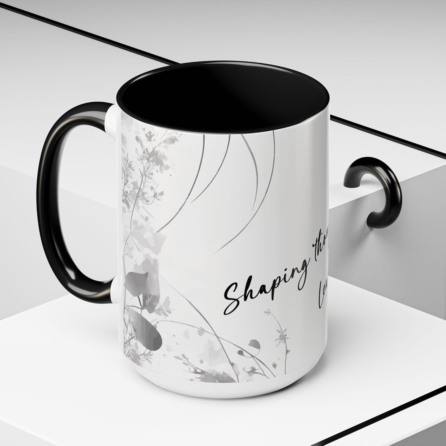 Inspirational Black Accent Mug-Optimism-11oz and 15oz