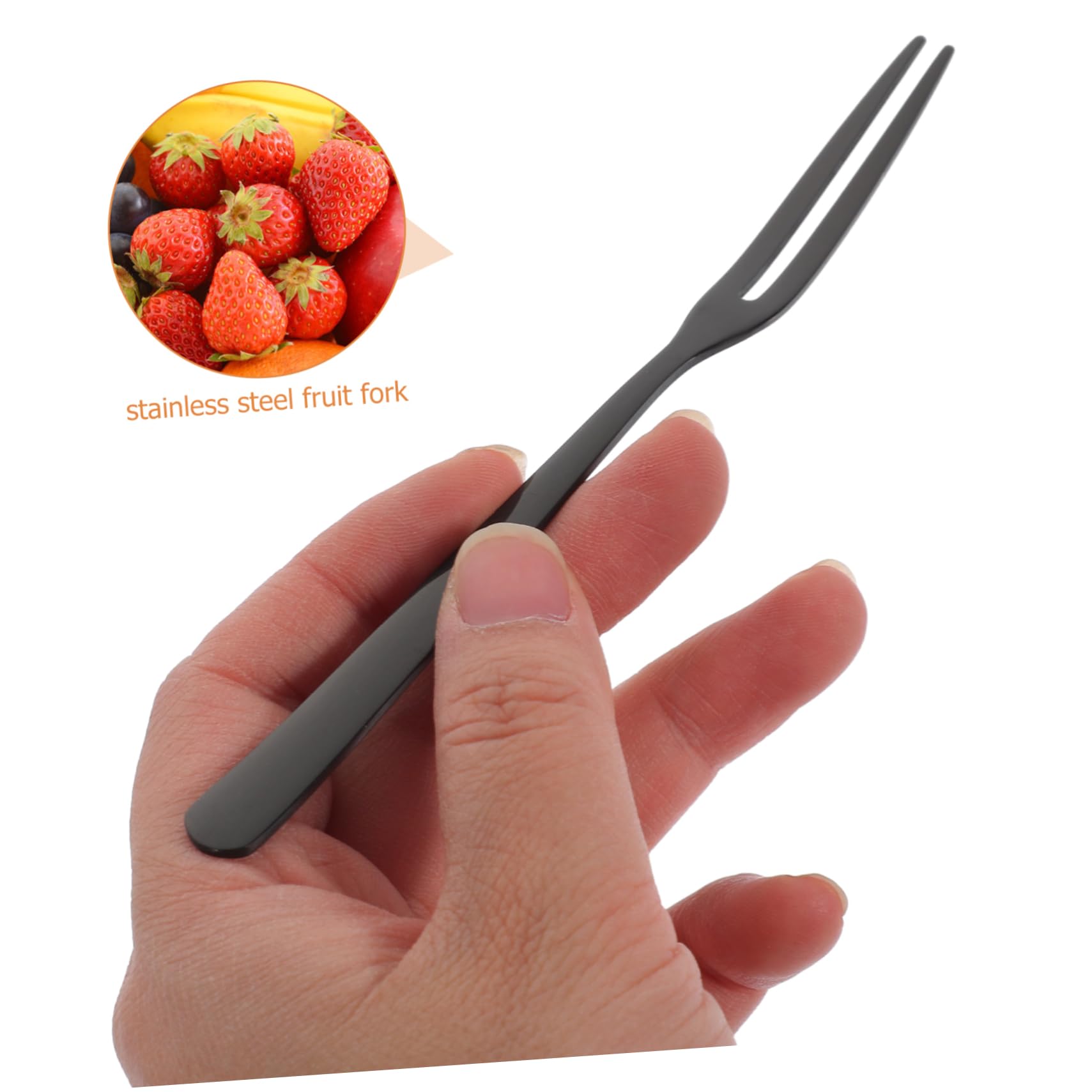OUNONA 30piezas Tenedores De Fruta De Acero Inoxidable Puntas Utensilios Reutilizables Para Fiestas Para Eventos Bar y Hotel Negro