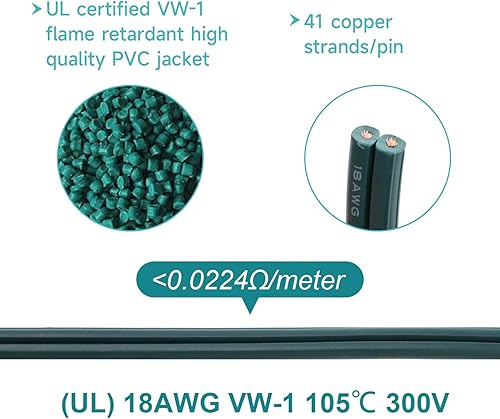 Miniatura 2 de Cable eléctrico SPT-1 de 50 pies, cable de extensión de conexión de cable de 2 conductores, cable de extensión de calibre 18 con 4 enchufes Gilbert