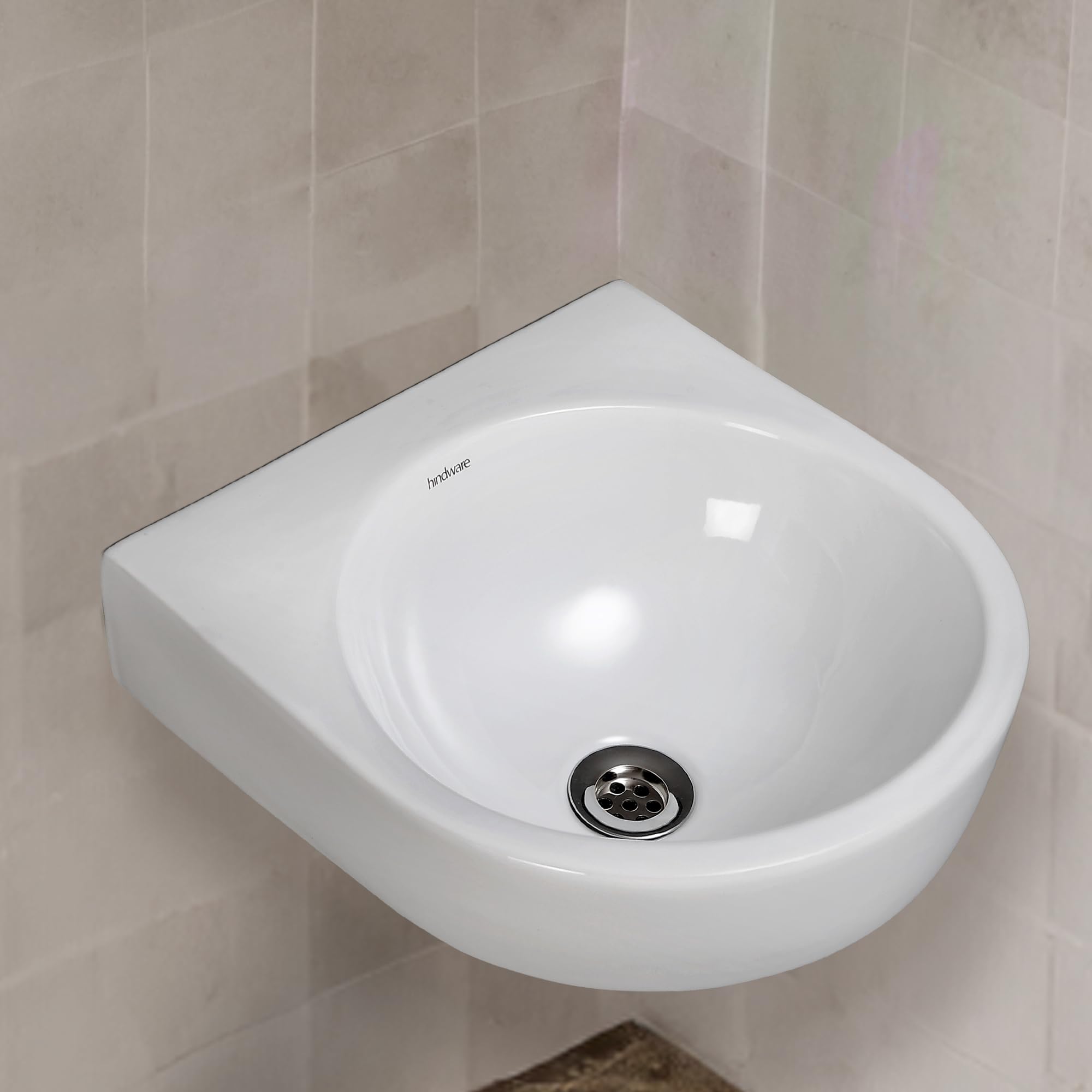 Hindware Malibu Wall Hung Wash Basin for Bathroom | Made of Ceramic | Star White |Round Shape | Wall Mount Basin