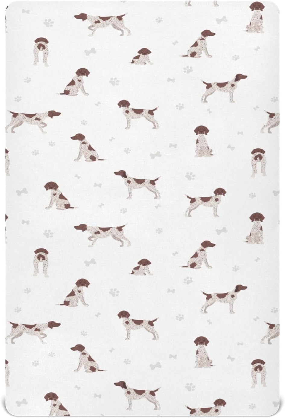 German Shorthaired Pointer Crib Sheets for Boys Girl Cute Puppy Mattress Cover Cartoon Pet Dog Pattern Standard Crib Sheets Fitted Animal Theme Unisex Toddler Baby Bed Sheets 28x52 Inch