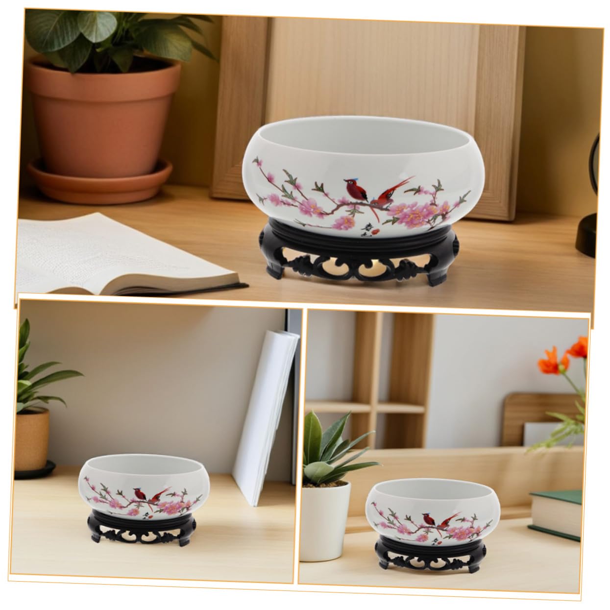 Ceramiczna Rośliny Hydroponiczne z Plastikową Podstawą Donica Wodne bez Otworów Niebiesko Biała Porcelana Duży Pojemnik Bonsai Do Dekoracji Wnętrz i Ogrodu