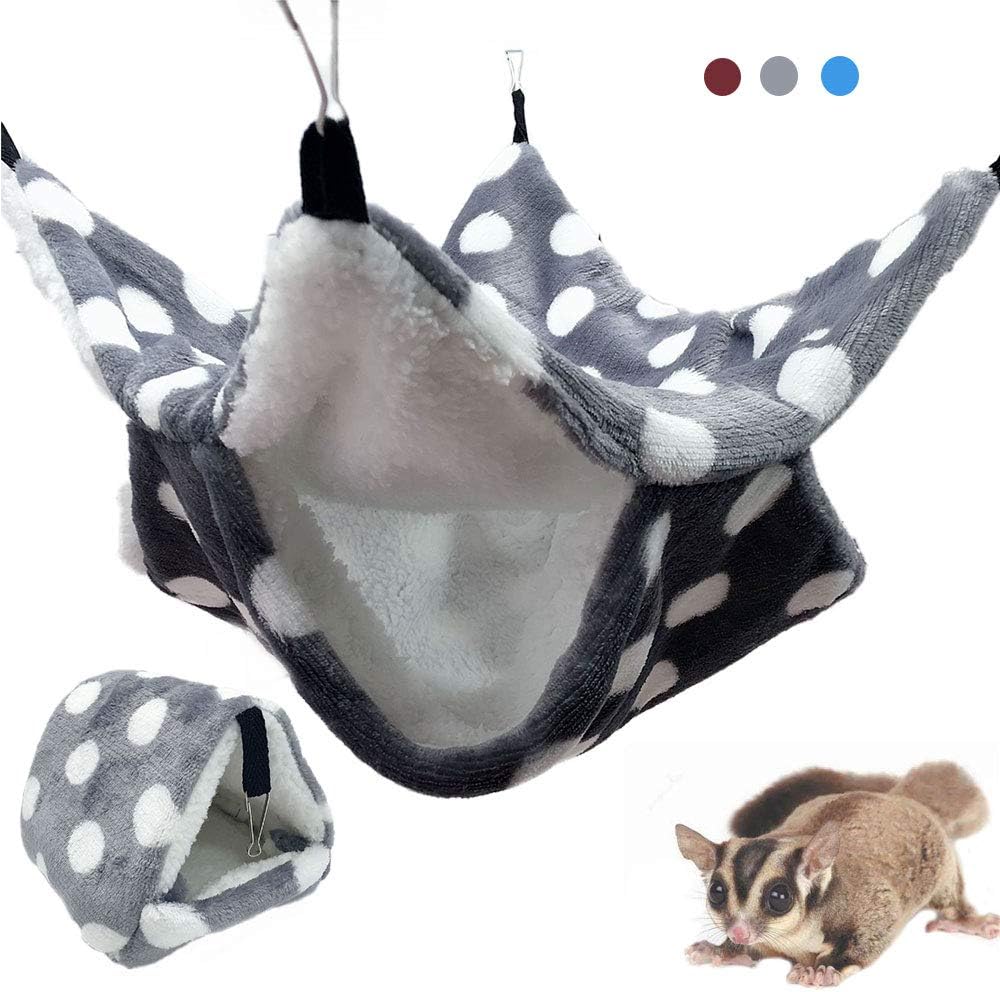 Oncpcare Upgraded Thicken Warm Small Pet Cage Hammock Nest Set, Double-Layer Sugar Glider Hammock, Small Animals Bed for Chinchilla Parrot Sugar Glider Ferrets Rat Hamster Playing Sleeping