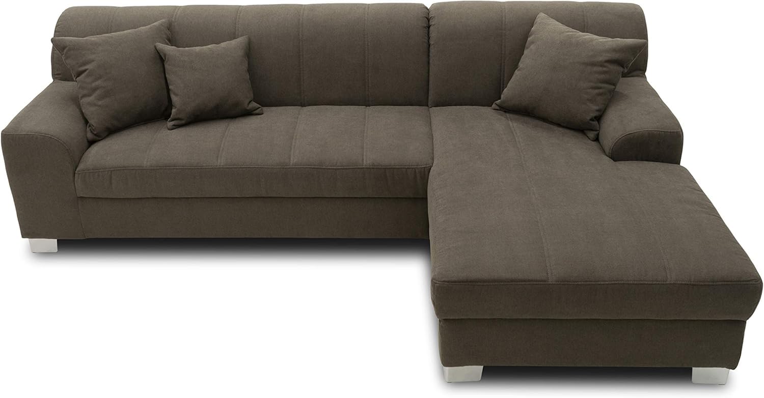 DOMO. collection Ecksofa Capri, Sofa in L-Form, Couch, Polsterecke, Eckcouch, Sofa-Garnitur, Longchair rechts 239 x 152 x 75 cm (BxTxH), khaki