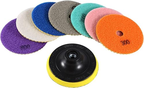 8 almohadillas de pulido de diamante, disco de molienda de 4 pulgadas, almohadillas de grano 50-3000, kit de almohadilla de pulido de piedra de