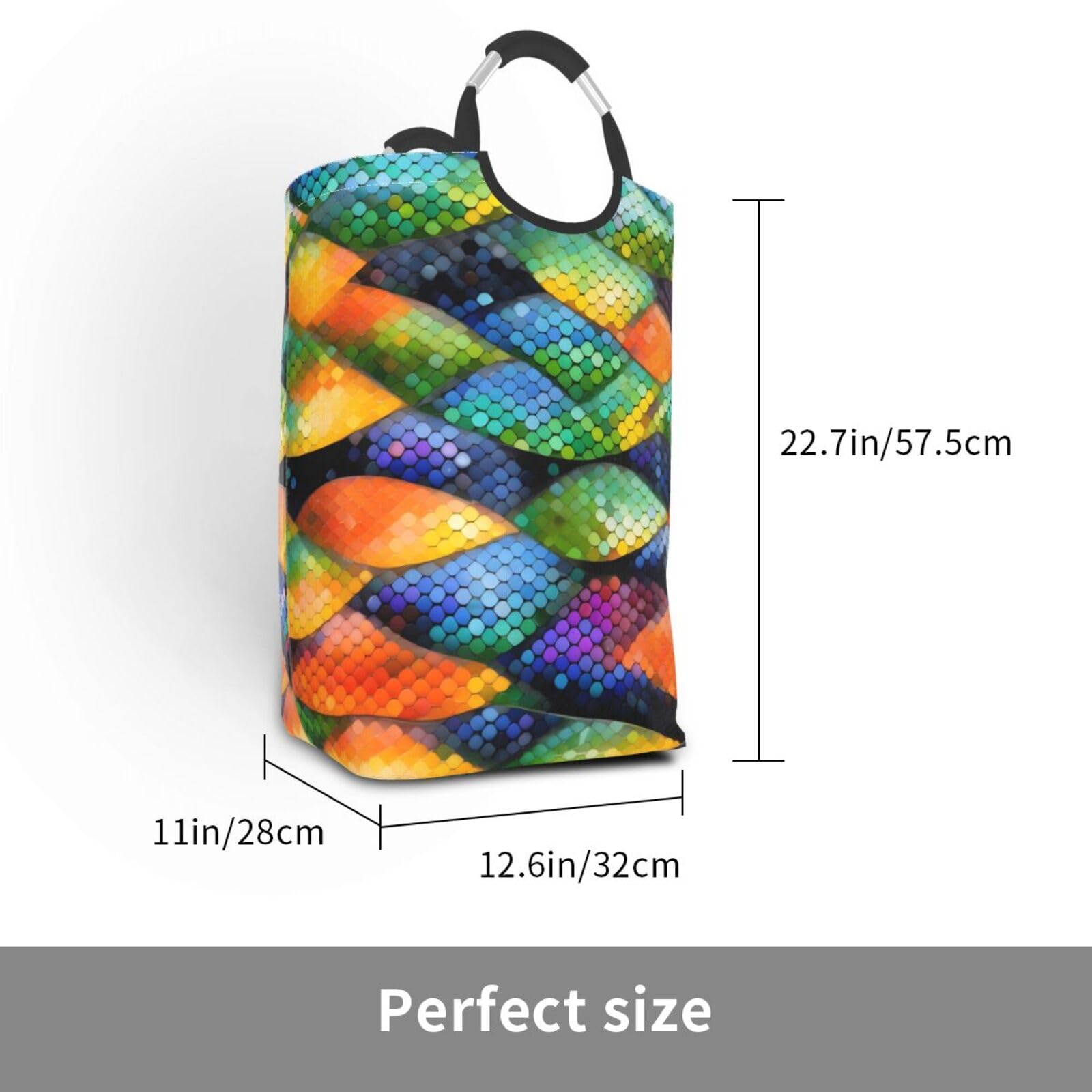 Regenbogenfischschuppen-Aufbewahrungstasche, faltbar, quadratisch, 50 l, Wäschekorb für schmutzige Kleidung, geeignet für Waschküche, Schlafsaal, Schlafzimmer