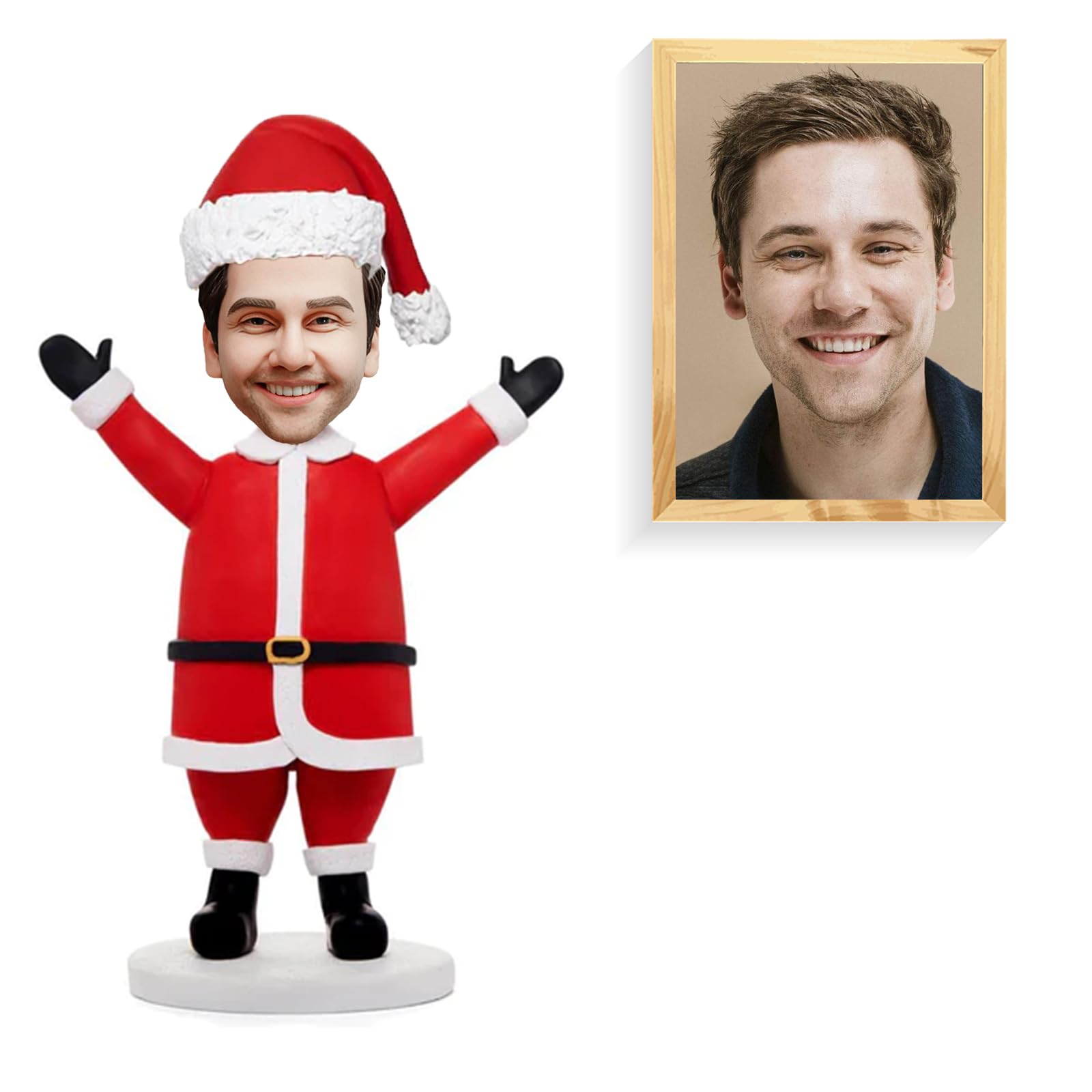 Figura de Bobblehead de Navidad personalizada – Papá Noel, elfo o Bobblehead con temática navideña hecha de tu foto – Regalo único de Navidad para amigos y familiares (hombre de Navidad)