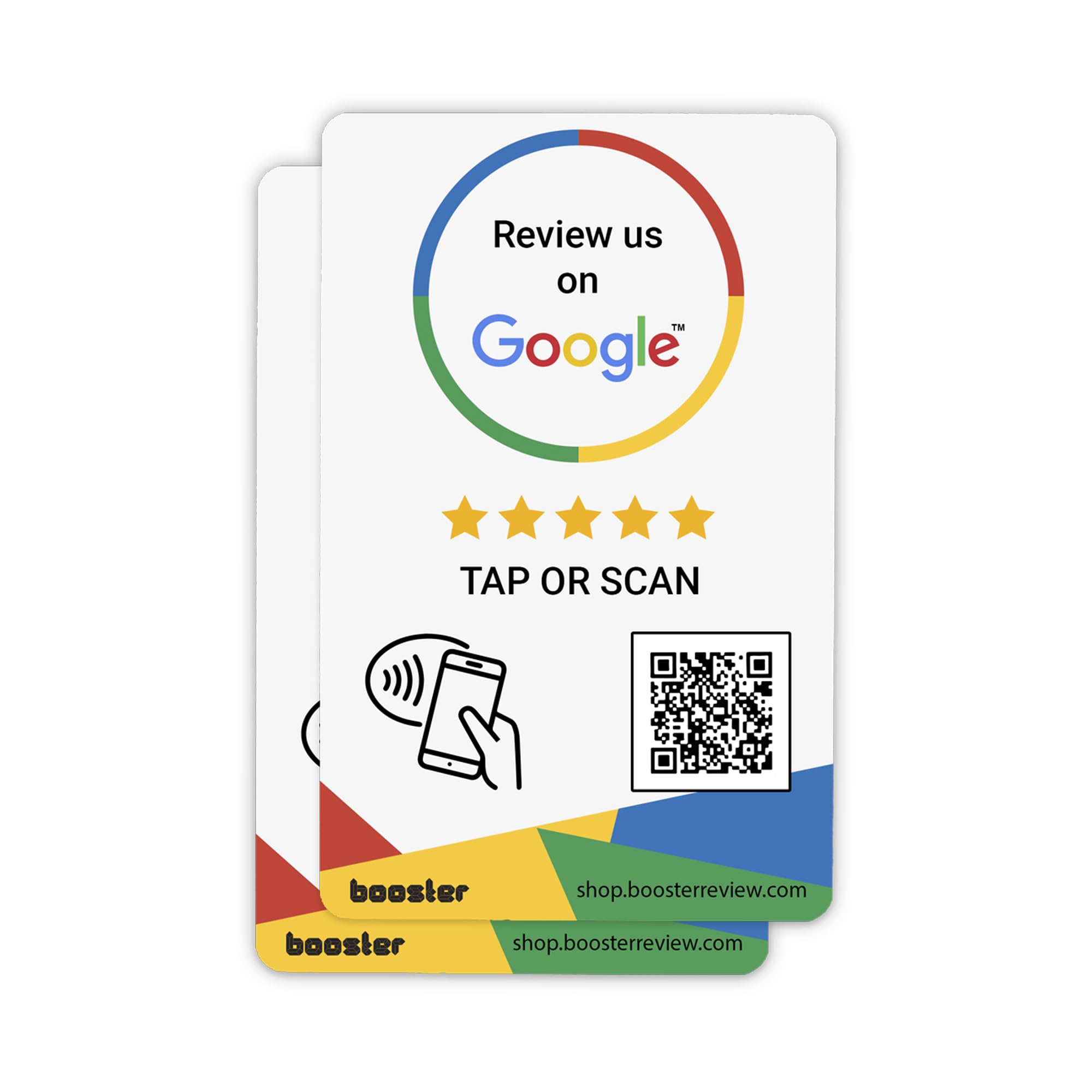 Booster for Google Review Tap Cards from Booster Review - Tap for Instant Reviews - Compatible with All Phones - Smart Tap Reusable NFC & QR - Boost