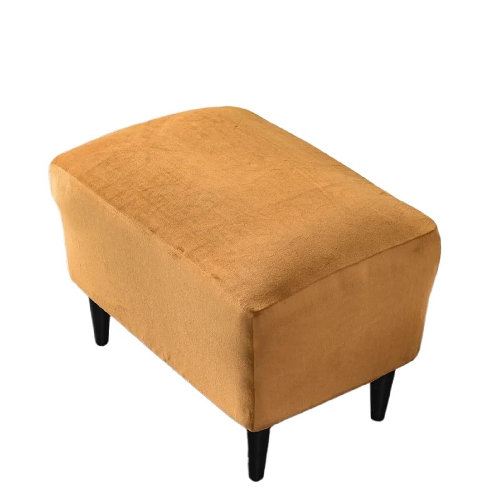 BOJHGO 1Pcs Velvet Ottoman Cover Solid Color Rectangle Stool Covers All-inclusive Footstool Furniture Protector Sofa Footrest Slipcovers to Clean Cover(Orange)