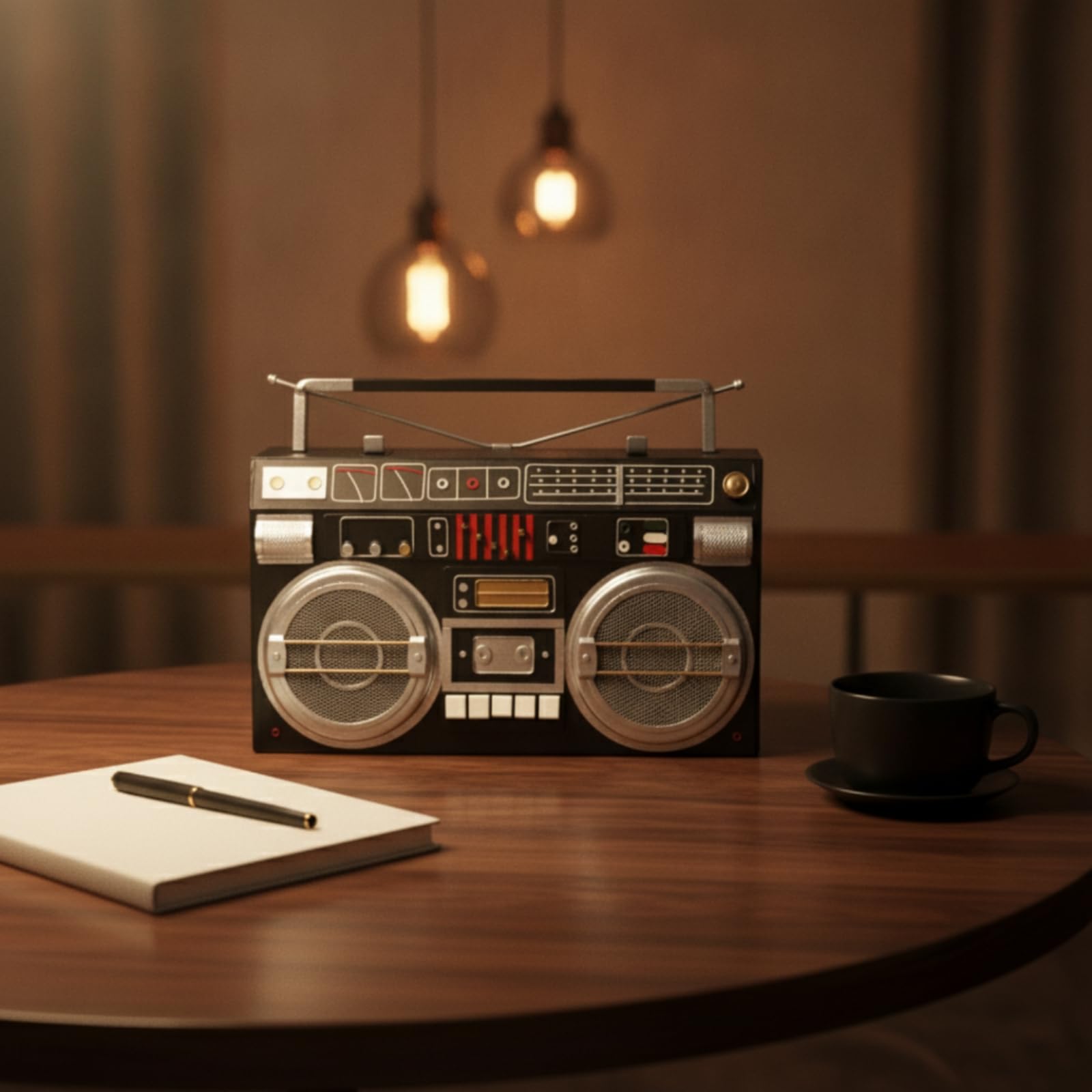 Réplica Retro Mesa corativo Figura corativa Miniatura para Coleccionistas, Cafeterías, Negro, Modelo De Grabadora Retro