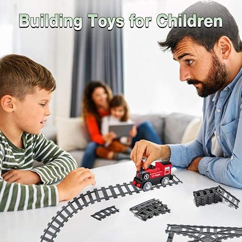 Miniatura 2 de 40 piezas de carriles de tren urbano, accesorios clásicos, juguete de construcción de ferrocarril compatible con todas las marcas principales, 32