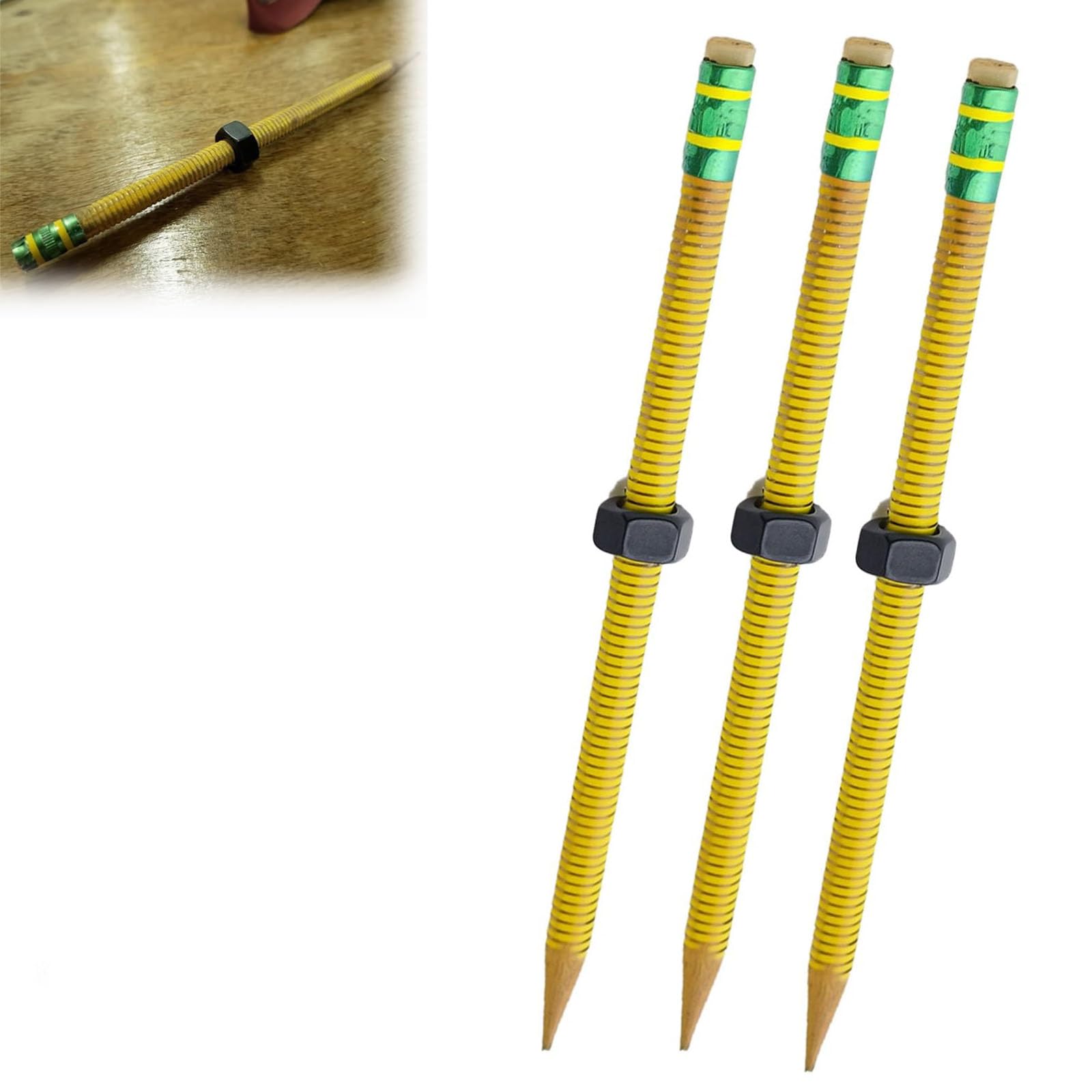 Crayon TDAH - Crayon à fil pour TDAH avec gomme, Stylo à fil pour concentration, Matériel d'apprentissage pour l'autisme, Soulagement sensoriel, Anxiété (3pcs)