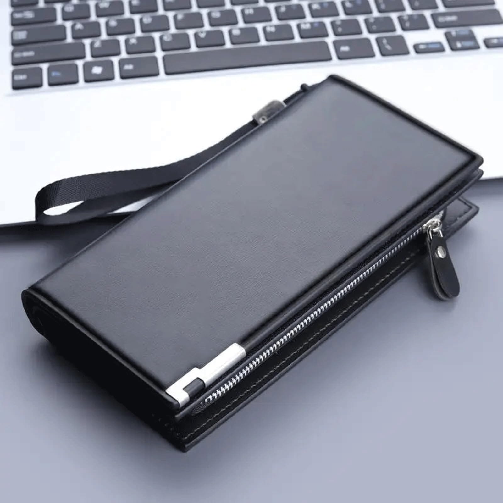 HOUYTYUHOUYTYU Wallet for men Baellerry Men Wallets Business Long Zipper Large Capacity Quality Male Purse With Card Holder Multi-function Wallet For Men(Black)