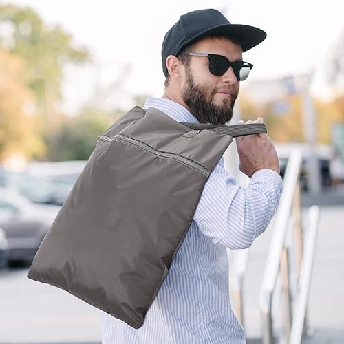 Miniatura 4 de 2 bolsas de lavandería de viaje con asa bolsa de ropa sucia para viajar colgar la ropa con dos bolsillos con cremallera lavable impermeable