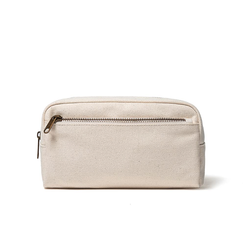 YONBENFemale cosmetic bags,Canvas toiletry bags, Wash bags with large capacity, Simple design but multifunction, Beige, Simple Style