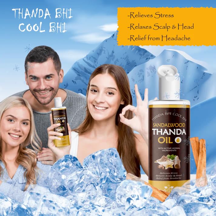 Image of Pink Root Sandal Wood Thanda Cool & Refreshing Hair Oil Helps in Pain Relief Relaxation Hair Oil (200 ml)