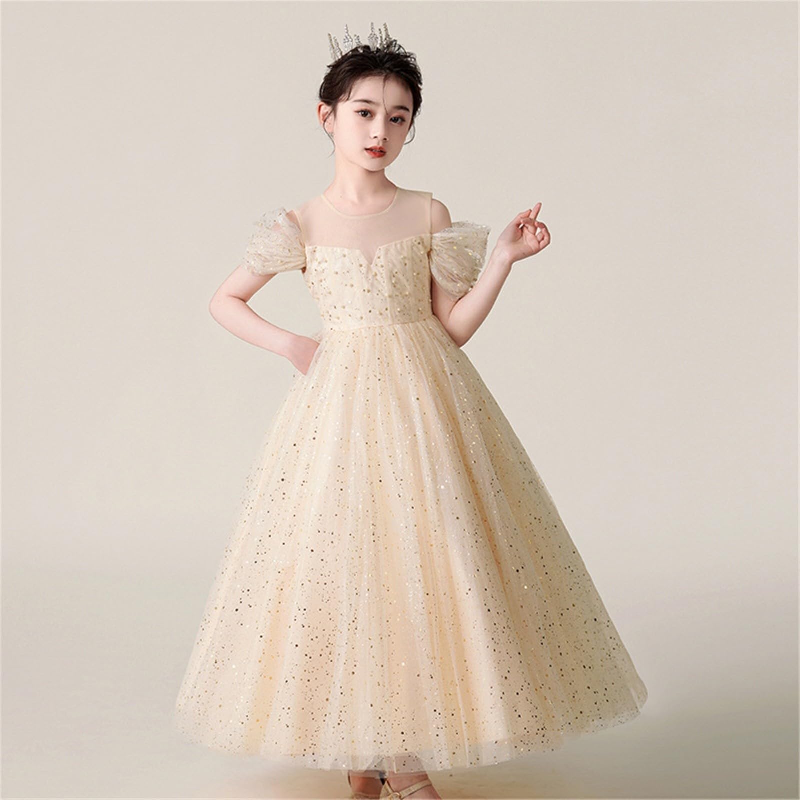 Vestito da festa per ragazze, abito da principessa per feste di compleanno, abito da sera formale, damigella d'onore, matrimonio, fiore, ragazza, tulle, maxi abito da ballo