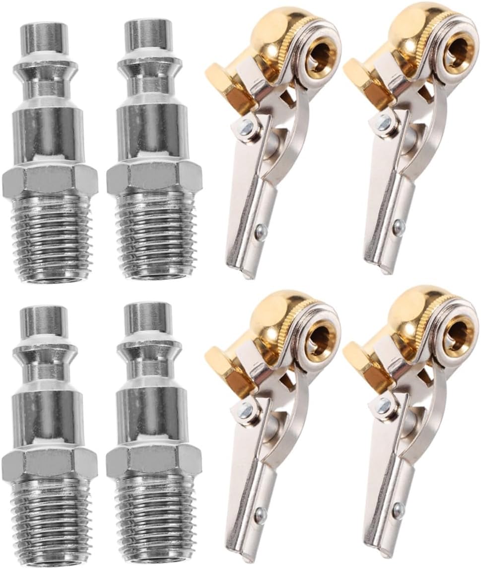 2 Sets 1/4" Npt Tire Inflator Chuck with Clip Locking Air Chuck Adapter for Vehicle Compressor Pump Tire Air Clip Accessories
