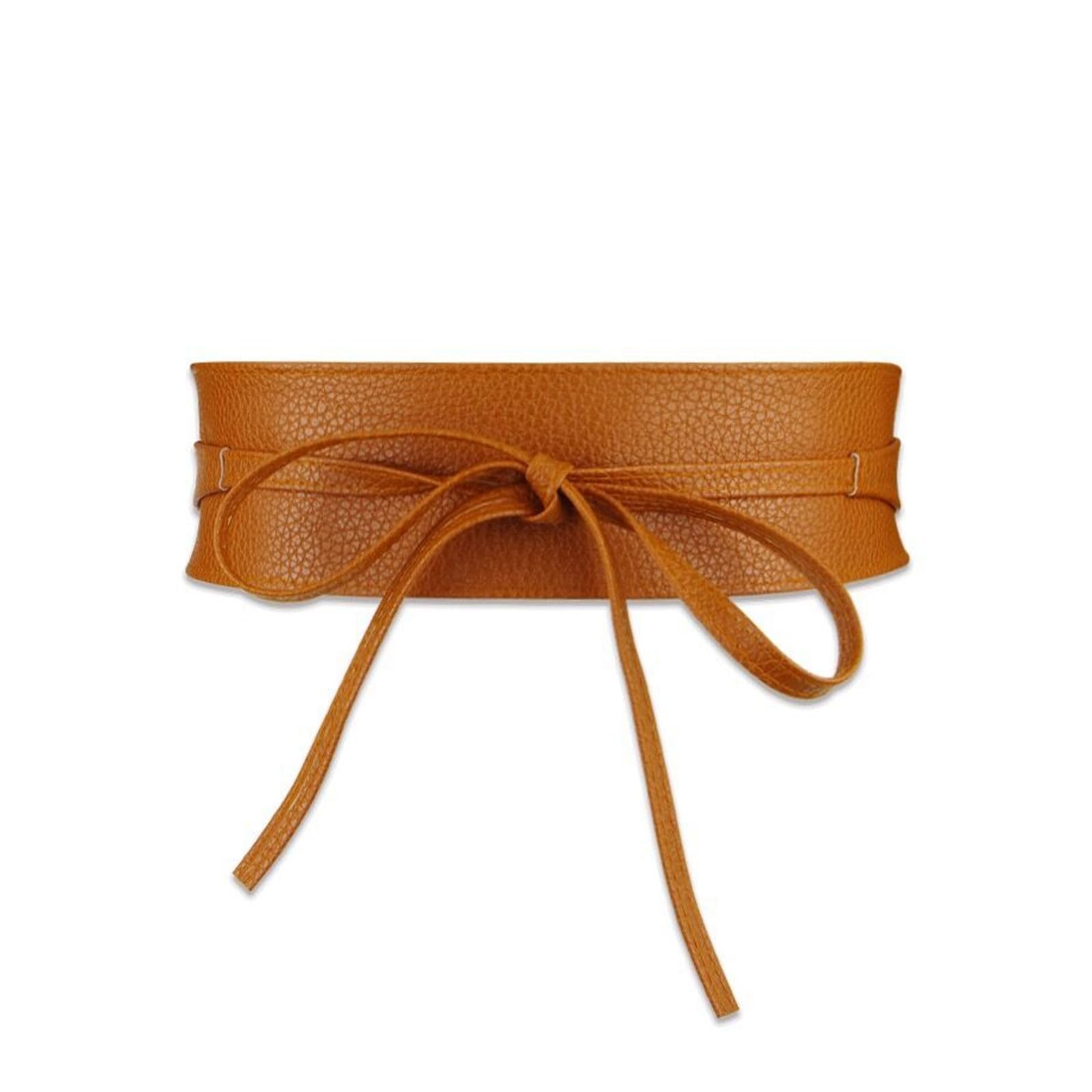 DegpumWomen Faux Leather Waist Belt, Gold Belts for Women Dresses, Fashion Wrap Around Obi Belt