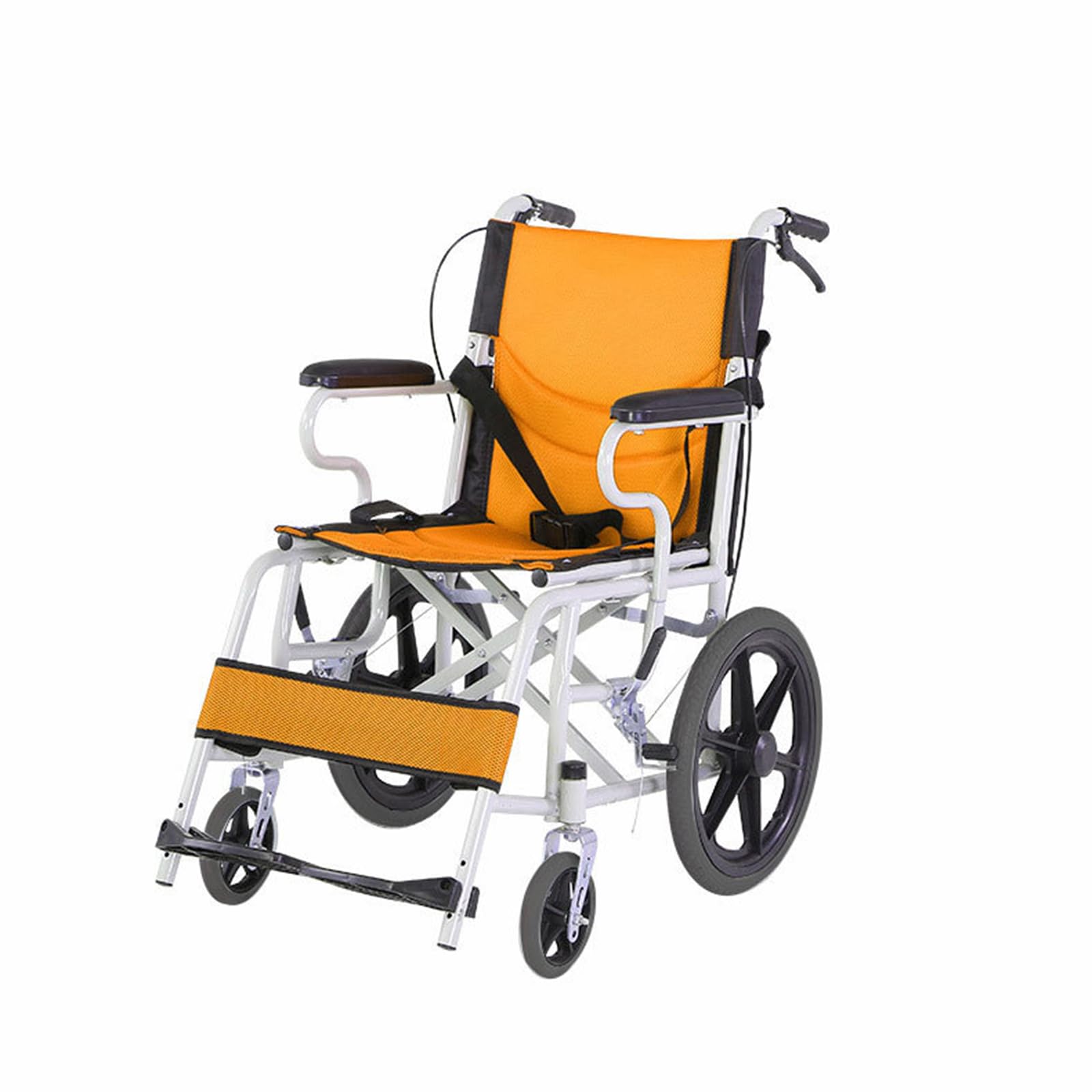 Sedia a rotelle Pieghevole Leggera, Sedia a rotelle semovente in Alluminio - Leggera, Pieghevole, con Ruote magnetiche, Freni e braccioli,A