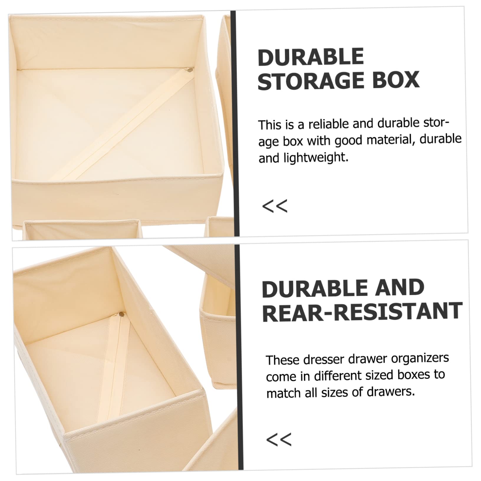 MAGICLULU Aufbewahrungsboxen Praktischer Schubladenorganizer Beige 6 Stück mit Reißverschluss Stabilem Pp Platten Rücken und Doppelt Feiner Naht für Unterwäsche und Socken