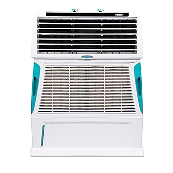 Symphony Touch 55 Personal Air Cooler For Home with 4-Side Aspen Pads, Powerful Double Blowers and Closable Louvers (55L, White)