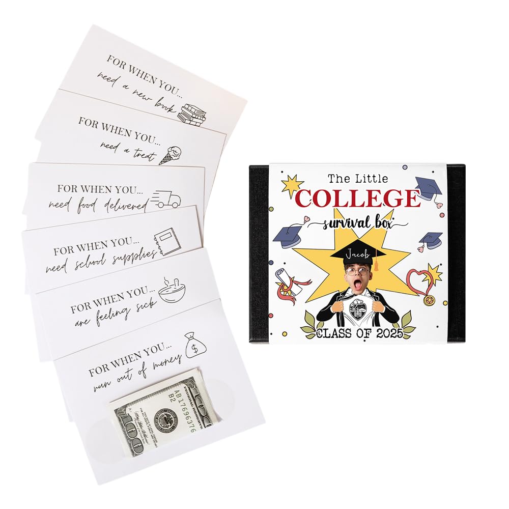 ipetlive Custom College Gift Card Book Personalized Name Face Photo University Logo College Survival Gift Card Book Care Package With 20 Cards Money