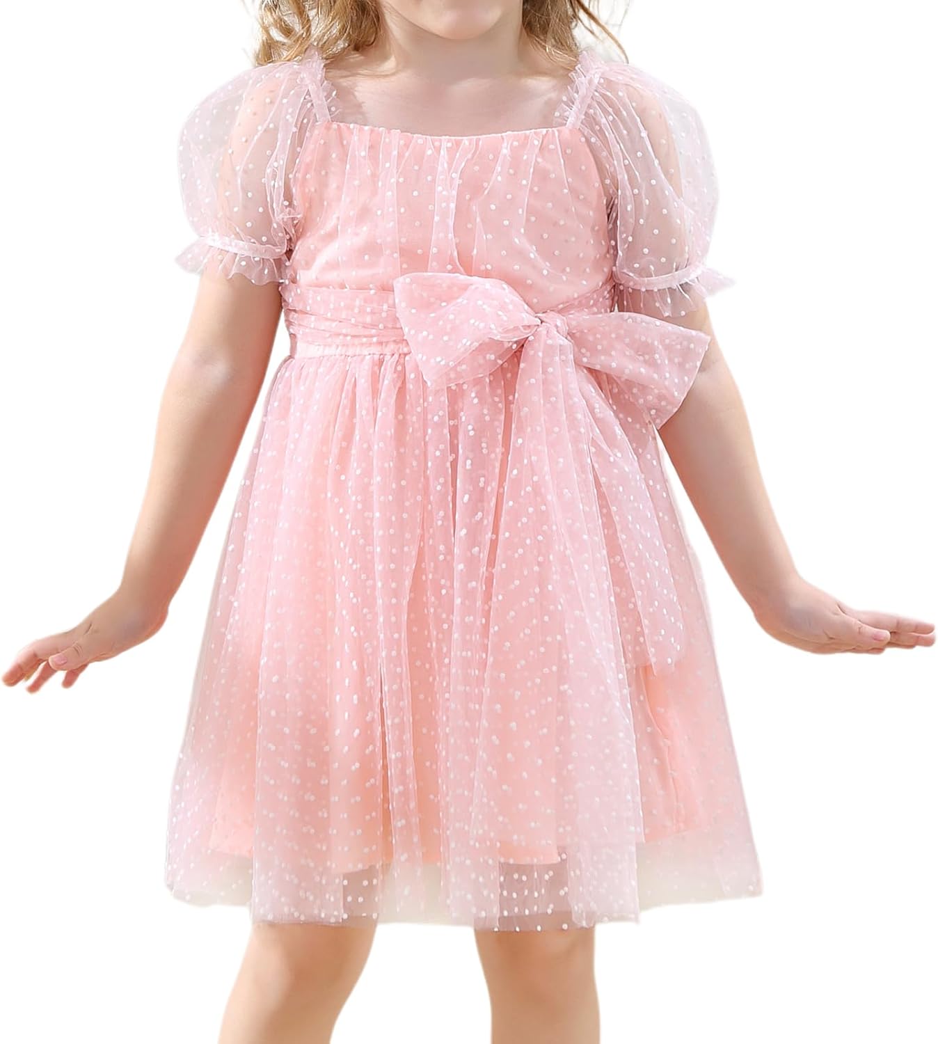 Toddler Flower Girls Dress Puff Sleeve Birthday Dresses