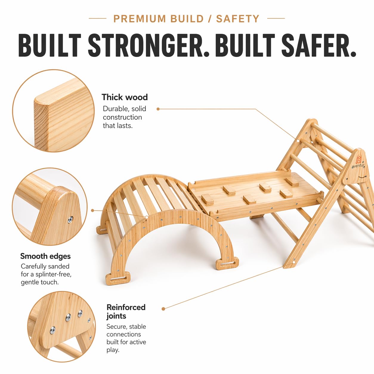 FANTASK Triángulo De Escalada 6 En 1 Con Tobogán, Balancín Y Taburete Ajustable – Estructura Interior De Madera Para Niños +3 Años