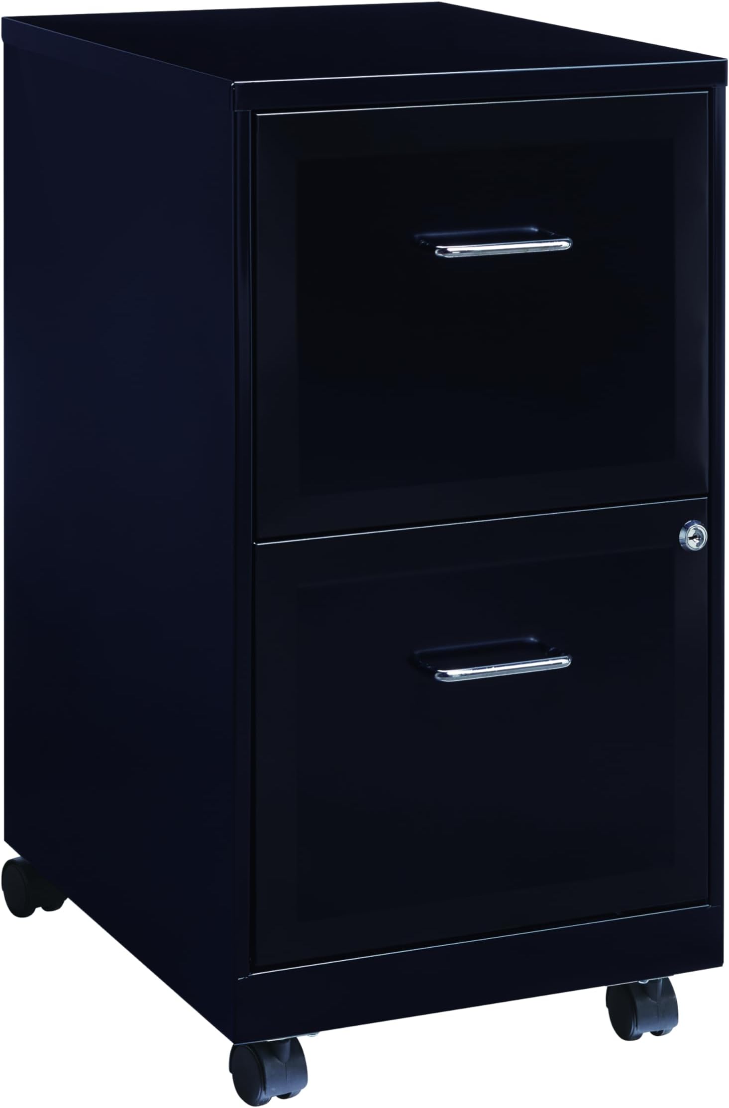 Space Solutions Cooper 18" 2-Drawer Modern Metal Mobile Smart Vertical File Cabinet in Black