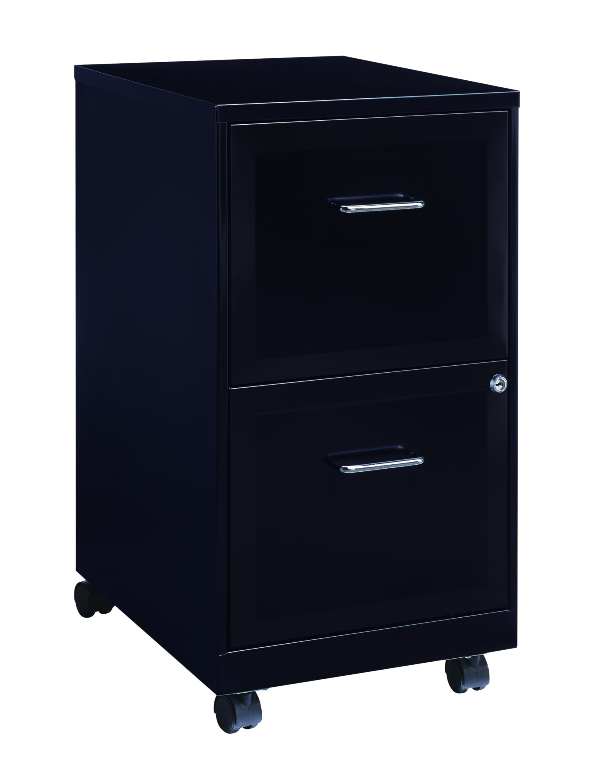 Space Solutions Cooper 18" 2-Drawer Modern Metal Mobile Smart Vertical File Cabinet in Black