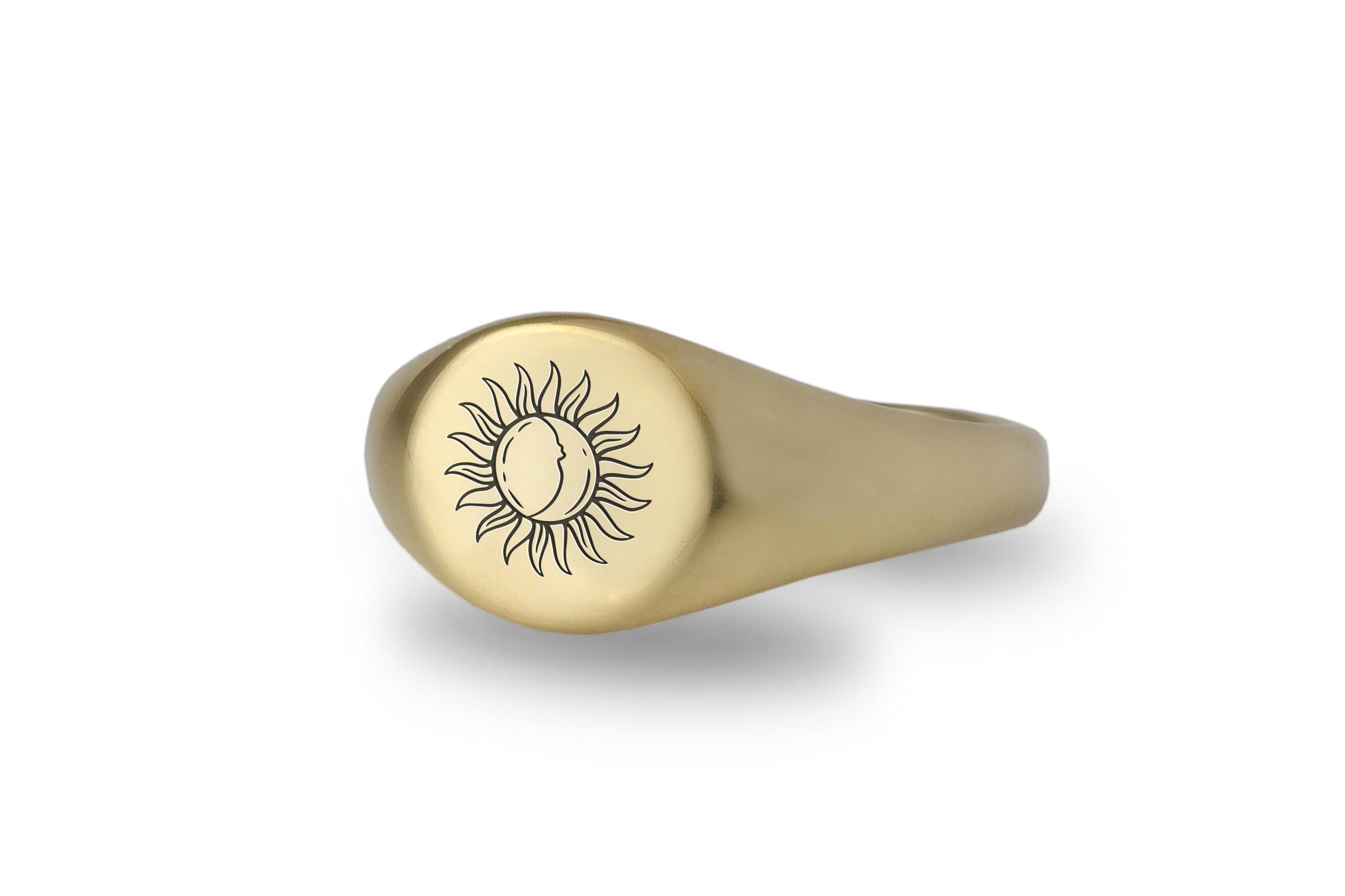 Chevalière Soleil 14k cadeau unique bijou chic rond - 8