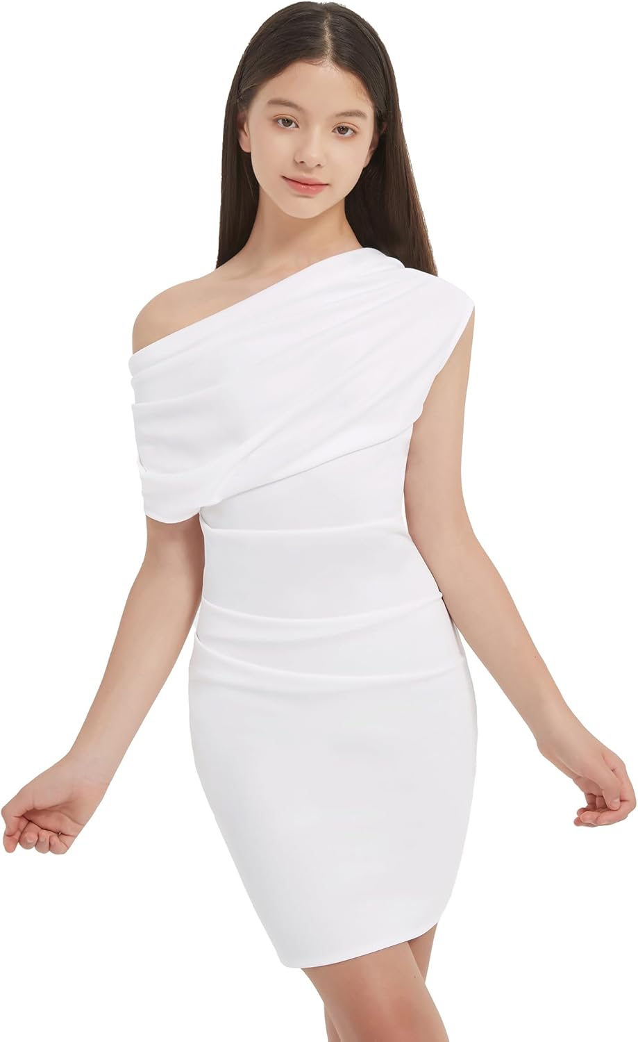 EXARUS Girls Bodycon Dress Tween Short Spaghetti Strap/Cowl Neck/One Shoulder Formal Party Dance Mini Tight Cute Dresses