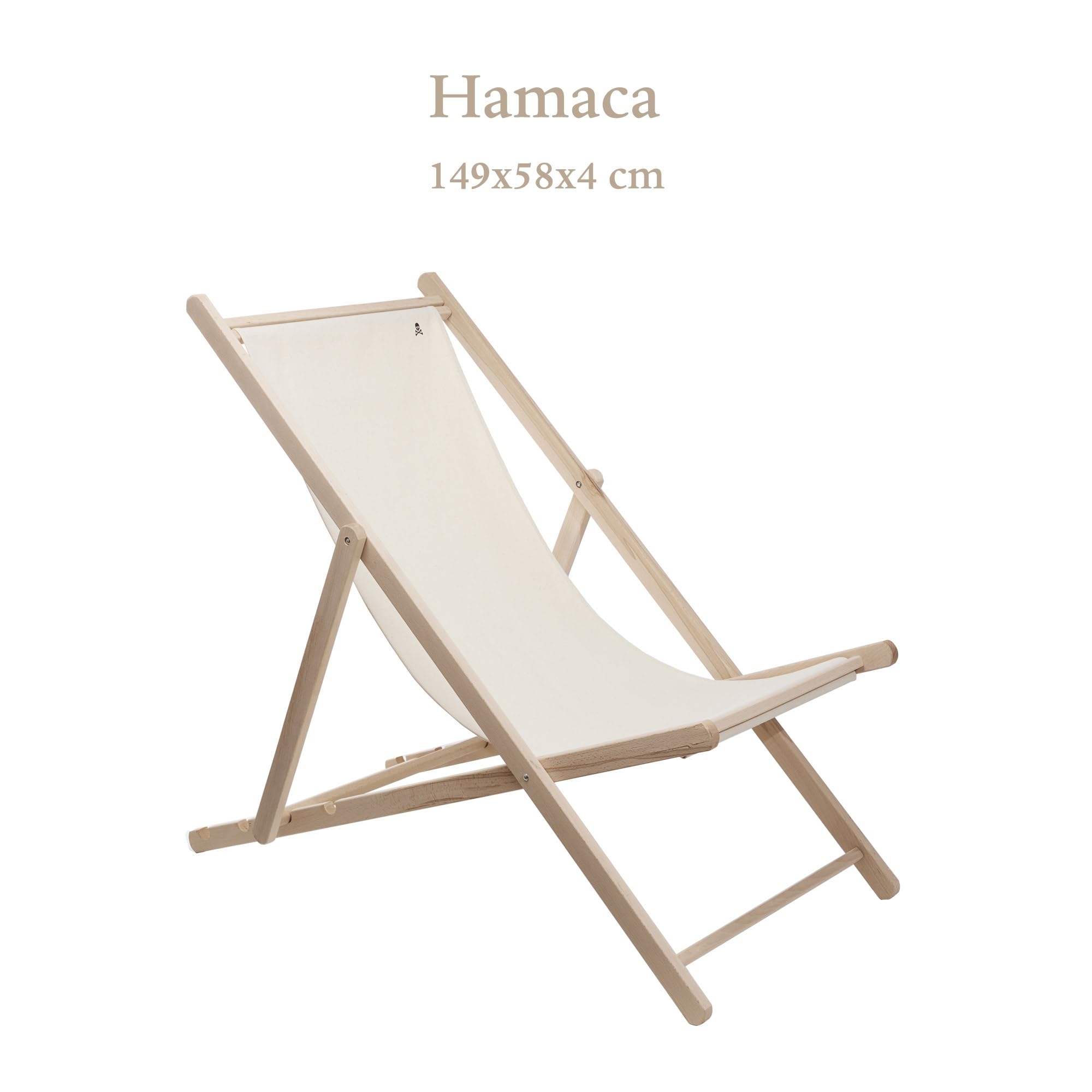 Scalpers - Hamaca de Madera de Haya Plegable sin Brazos Estructura sin Barniz Lona Color Crudo